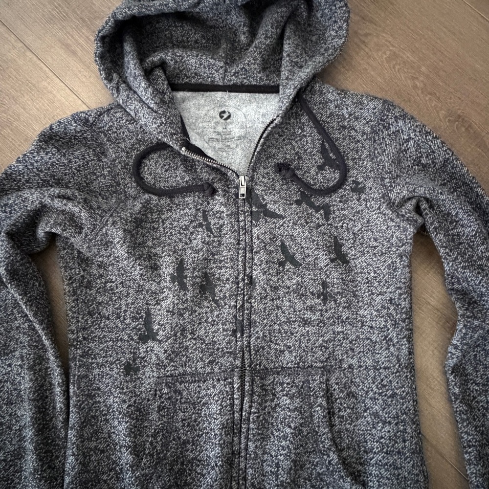 Oiselle Hoodie Women XS‎ Gray Birds Pullover Athletic Running Sweatshirt - Picture 5 of 7